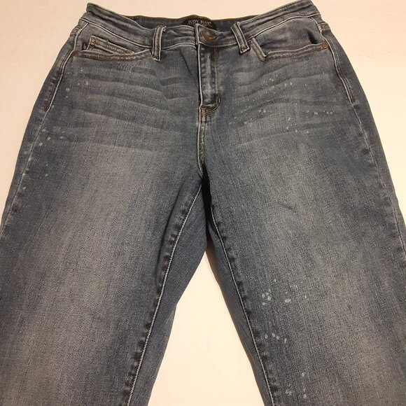 Judy Blue Boyfriend Fit Splattered Distressed Hem Women's Jeans JB82346DK - Picture 2 of 9